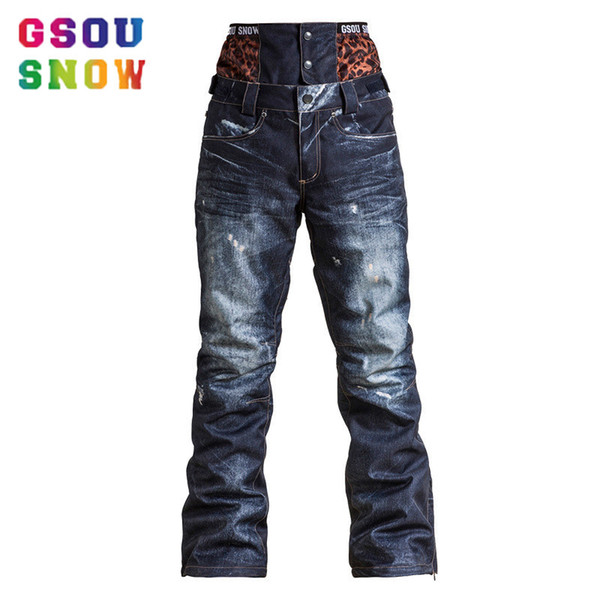 Wholesale- gsou snow ski pants women denim clothing woman winter sports snowboard womens pantalon femme overalls broek kayak pantolonu pant