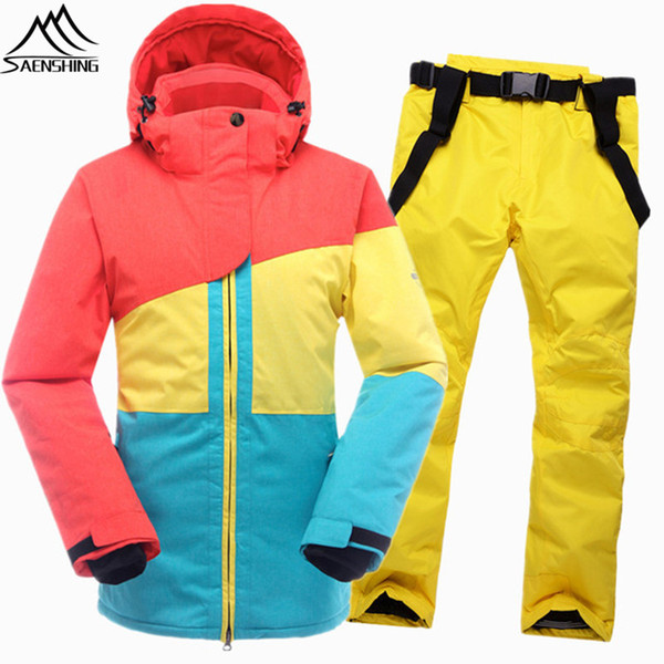 SAENSHING Winter Ski Suit Women High-Quality Female Mountain Skiing Jacket Pants Waterproof Breathable Snow Snowboarding Set