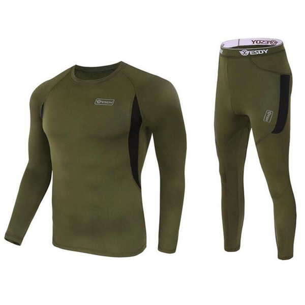 Men Long Johns Quick Dry POLARTEC Thermal Underwear Men Ski Jacket and Pants For Ski/Riding/Climbing/Cycling