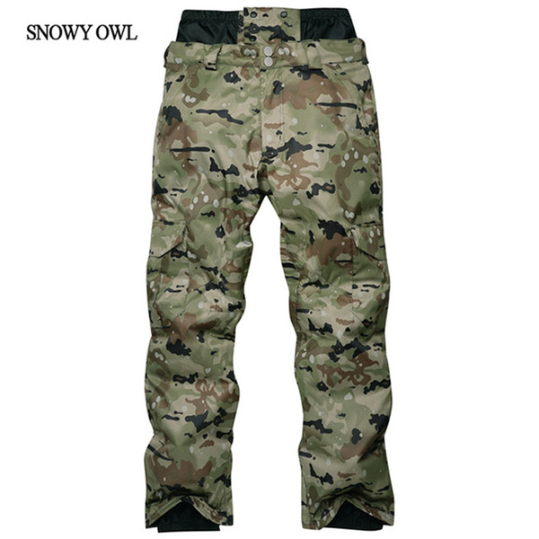 Wholesale- Camouflage Ski Pant Men High Waist Waterproof Snowboard Pant Ski Trousers Thermal Breathable Outdoor Snow Pants Male h160