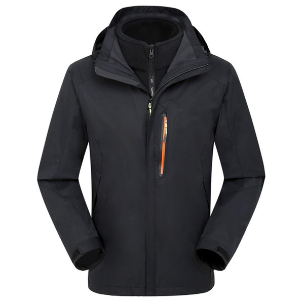 Wholesale-Men's Hiking Softshell Front-Zip Jacket Black Waterproof Hooded Outdoor Jacket