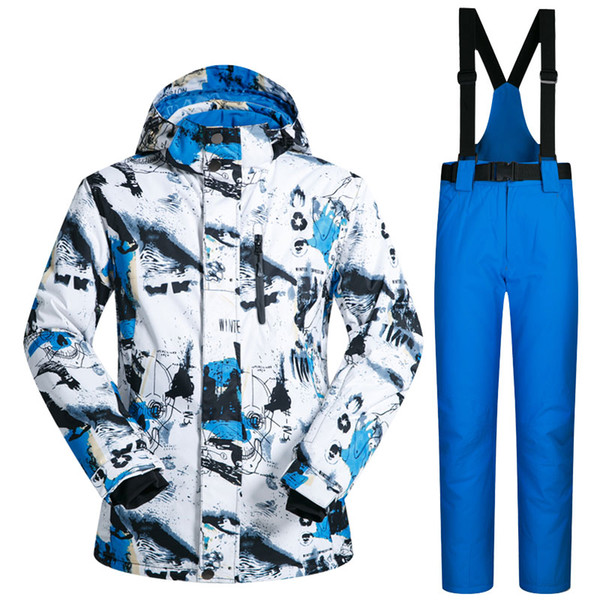 Mens Outdoor Ski Suit Men's Windproof Waterproof Thermal Snowboard Snow Male Skiing Jacket and Pants Sets Skiwear Skating Clothes