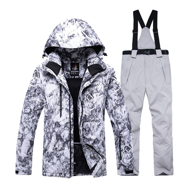 -30 Men Snow Custome specialty snowboarding sets Waterproof windproof sportswear gear Skiing suit sets Snow jacket and bibs pant