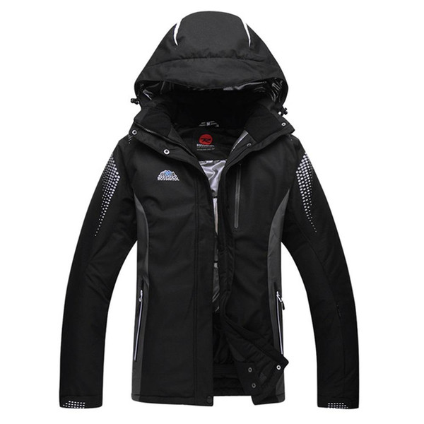 Wholesale- Black Ski Jacket Men Outdoor Waterproof Mountain Skiing Jackets Thermal Thicken -30 deegree Snow Snowboard Jackets Plus Size XXL