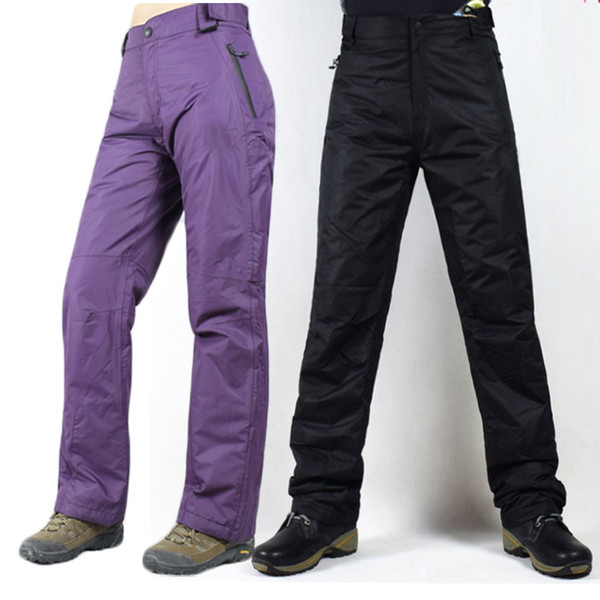 Wholesale- Snow Pant Man and Woman Snowboarding Suspender Pants Waterproof Thicker outdoor belt trousers purple color skiing pants