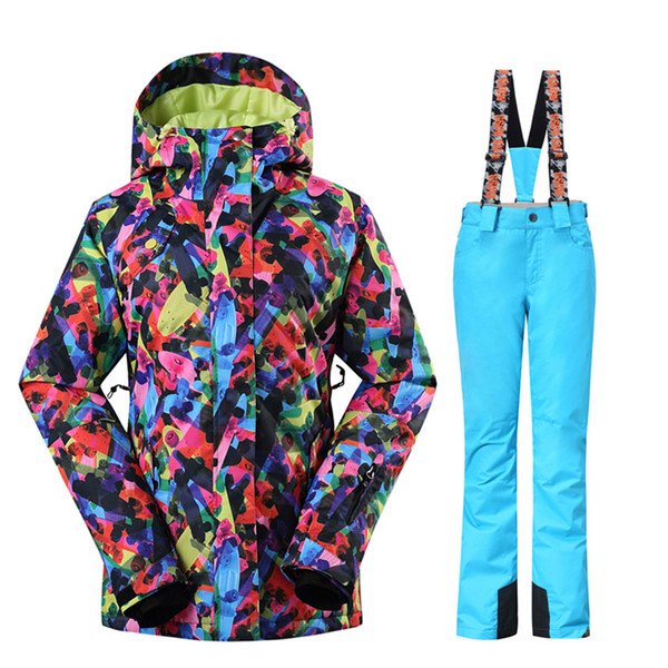 2018 Women Ski Suit Snowboard Suit Windproof Waterproof Outdoor Sport Wear Skiing Super Warm Jacket Pant Female Set Winter