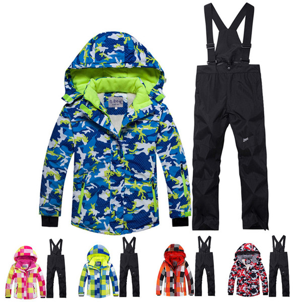 Winter-30 Children Snow suit Coats Ski suit sets outdoor Gilr/Boy skiing snowboarding clothing waterproof thermal jacket + pant