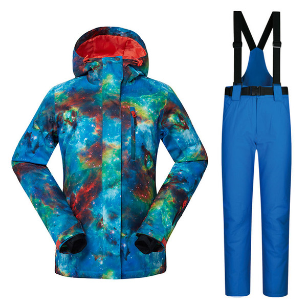 Ski suit women's outdoor snowboard jacket ski pants suit waterproof windproof warm snow cold index -30 degrees