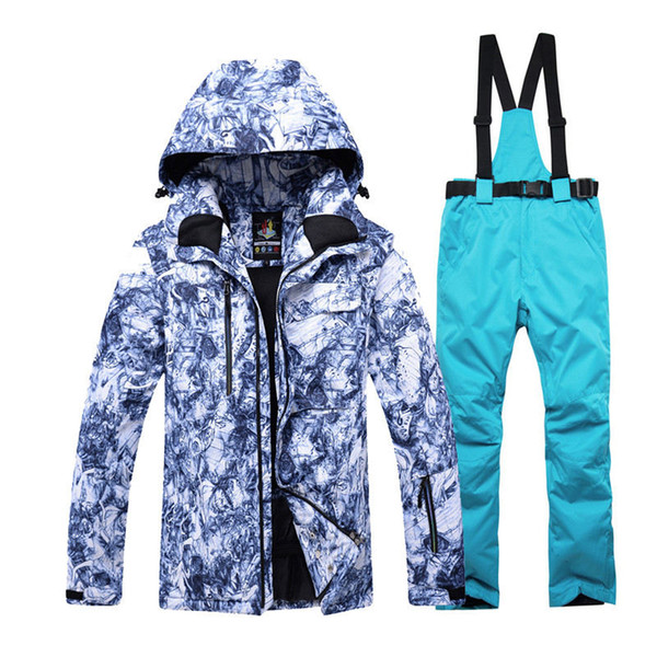 -30 warm adult snow suit specially mens snowboarding sets waterproof windproof Ski suit sets jackets and bib pants best Ski