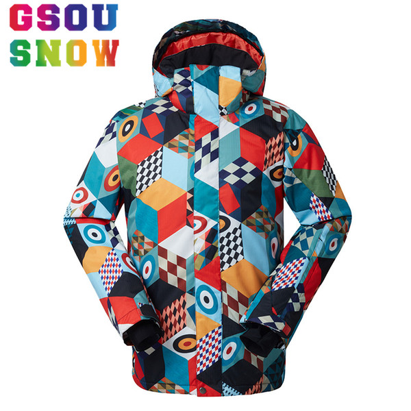 Wholesale- Gsou Snow Winter Men Snowboard Jacket Men's Skiing Jacket Warmth Clothes Waterproof 10000 Windproof Breathable Skiing Clothing