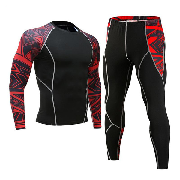 Winter Thermal Underwear Set Men's Sportswear Running Training Warm Base Layer Compression Tights Jogging Suit Men's Gym MMA