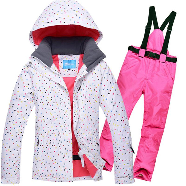 2018 Women's Ski Suit Set Female Skiing Jacket Outdoor Winter Sportswear Snowboard Skiing Set Water Windproof Ski Suit Women