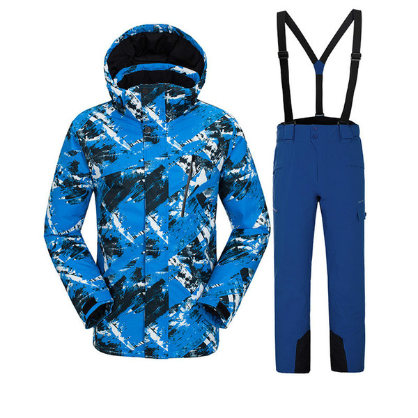 Men's ski suit outdoor skiing sports warm clothing printing super camouflage printing hiking skiing suit