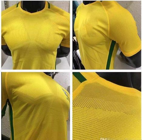 ^_^ Wholesale 2018 brazil home player version slim fit soccer jersey custom name number Top quality brasil soccer uniform football jersey