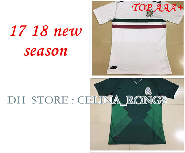 Top Thailand 17 18 Mexico Jersey CHICHARITO home green away white shirt G.DOS SANTOS R.MARQUEZ C VELA 2017 2018 Mexico camisetas de futbol