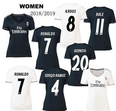 WOMEN REAL MADRID 18 19 RONALDO BENZEMA BALE JAMES SERGIO RAMOS BENZEMA CAMISETAS FUTBOL soccer jersey thailand quality football shirts