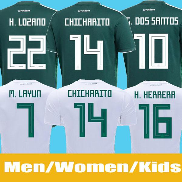 Thailand Camisetas Mexico MEN WOMEN soccer jersey 2018 CHICHARITO LOZANO MARQUEZ DOS SANTOS GUARDADO Kids football shirt camisa de futbol