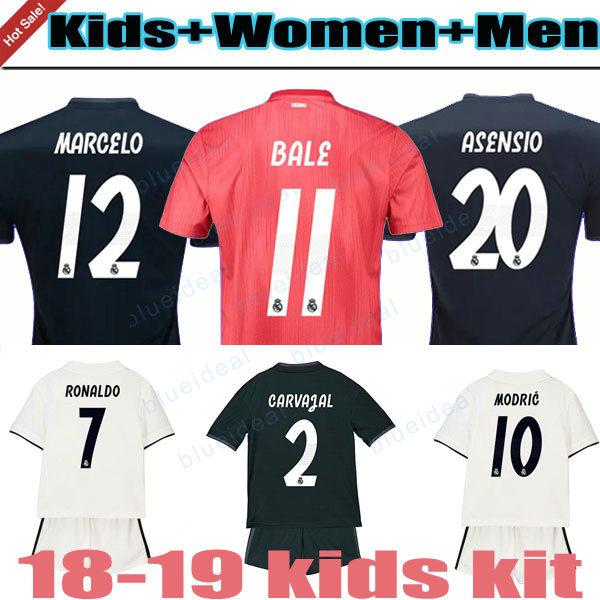 Kids Soccer Jersey 2018 2019 ISCO KROOS ASENSIO Home White Soccer Jersey MODRIC MARIANO Football Kit Shirts WOMEN MEN Camisetas 3rd uniform