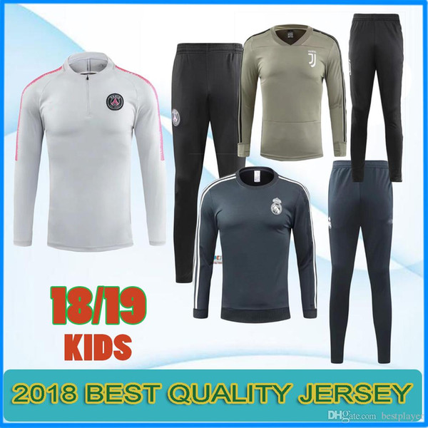 juventus Tracksuit 2018 2019 PSG kids soccer jacket MBAPPE DYBALA ronaldo maillot de foot real madrid child football Training suit