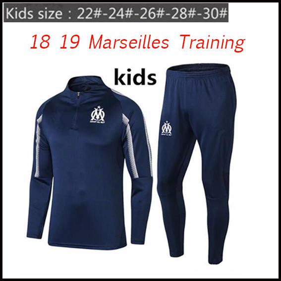 TOP quality Olympics 2018 Marseilles THAUVIN KIDS tracksuit soccer Training suit tracksuits 18 19 PAYET children maillot de foot training su