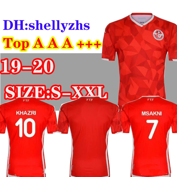 Size S-XXL 2019 Tunisia national team Soccer Jerseys 19 20 Msakni Khazri Sliti Wahbi Khaoui FAKHREDDINE BEN YOUSSE HAMZA Football Shirt