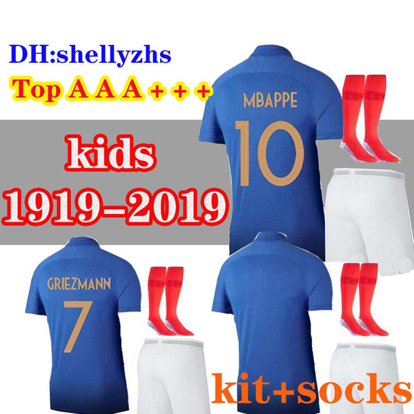 kids kit 1919-2019 Special Edition Centenary soccer jersey HENRY 19 20 mbappe GRIEZMA100th kante maillot de foot ZIDANE boys football shirts