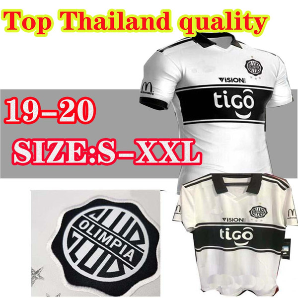 New size XXL Thailand quality 19 20 Olimpia football jersey 2019 2020 adult White black soccer jersey