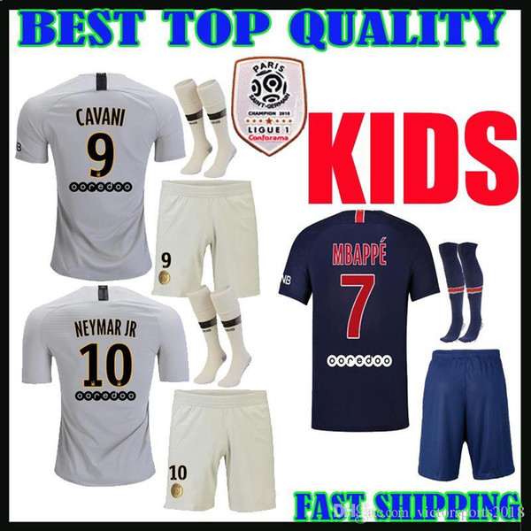 kids kit 18 19 psG soccer jersey home away 2018 2019 mbappe DI MARIA T SILVA CAVANI VERRATTI football shirts Paris child maillot de foot