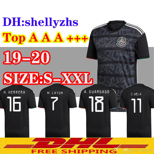 DHL Free shipping 2019/20 Mexico Soccer Jerseys 2019 2020 Mexico away black Football Shirt Size can be mixed batch.