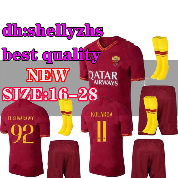 nouveau kit de soccer pour enfants du maillot de Rome 19 20 Domicile à l'extérieur EL SHAARAWY PASTORE TOTTI ZANIOLO ensemble garçon