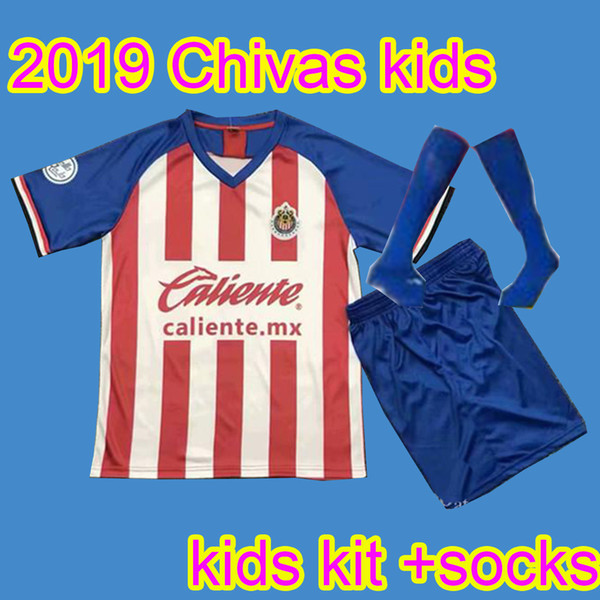 kids kit +sock 2019 20202 CHIVAS home Guadalajara LIGA MX Club America CHIVAS kids kit soccer jersey 19 20 CHIVAS shirt