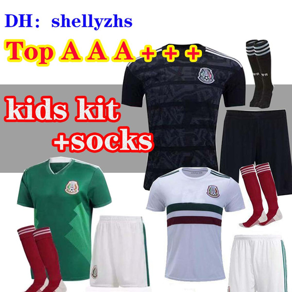 Kids kits 2019 Mexico Soccer Jersey Away black 19 20 CHICHARITO H. LOZANO youth child football jerseys shirts