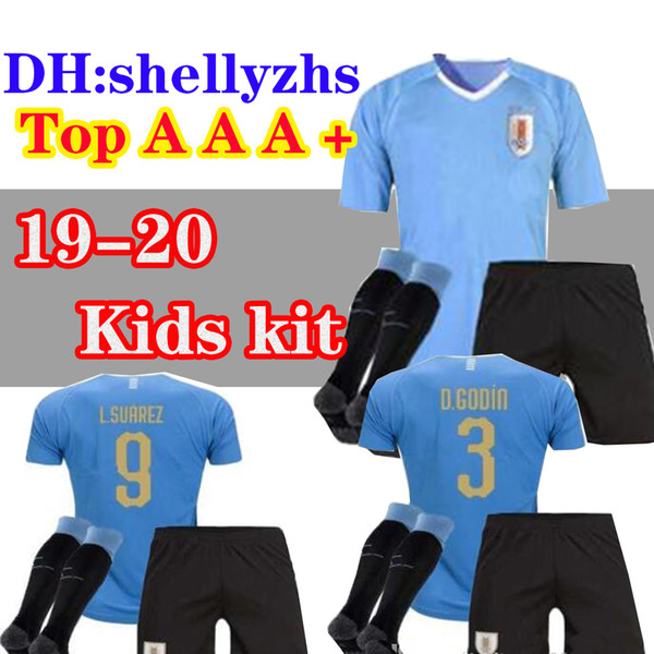 thailand football jerseys KIDS kit+socks 2019 URUGUAY HOME AWAY SOCCER JERSEYS RODRIGUEZ 7 CAVANI SUAREZ 2020 MAN JERSEY FOOTBALL SHIRTS KIT