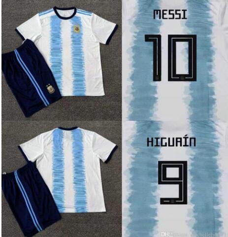 2019 2020 Argentina Soccer Jersey Shorts Home Blue White Soccer Kit MESSI DYBALA DI MARIA Higuain Football Set Adult Sports Uniforms