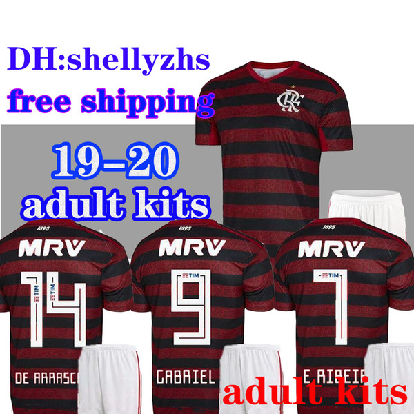 19 20 adult kit Flamengo home red Soccer Jersey 2019 GUERRERO DIEGO EDERSON Soccer shirt MANCUELLO VINICIUS JR Custom football uniforms