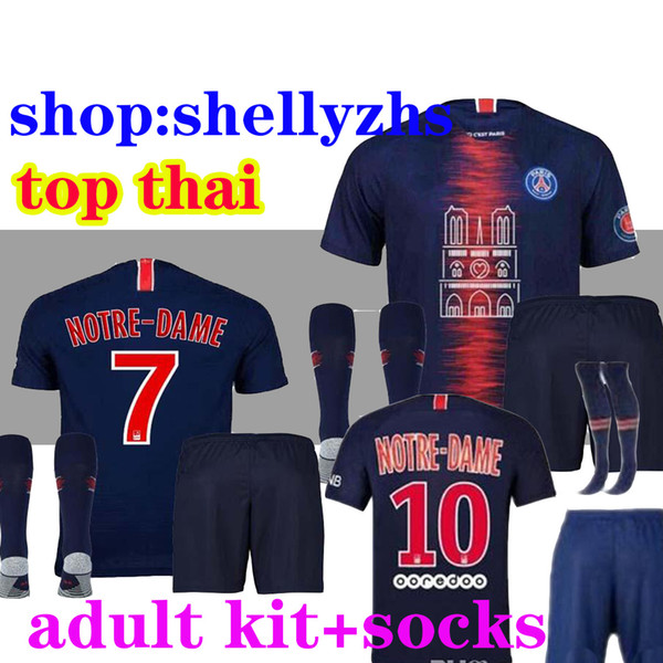 adult kits PSG Notre-Dame Soccer Jersey Third Maillot MBAPPE 2018 Ligue 1 champions as club 18 19 Paris tribute maillot de Football Shirt