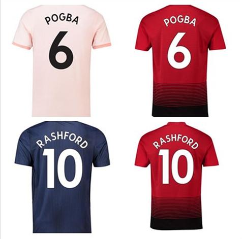 New 2018 2019 home away 3rd away Rashford Pogba Custom Soccer Jerseys Lukaku Lingard Mata Alexis football shirt