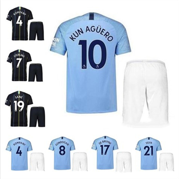 Kun Aguero Sterling New 18 19 home away Custom Soccer Jerseys De Bruyne Sane Bernardo Silva Mahrez G.Jesus Kit football shirt