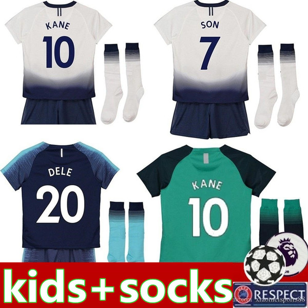 2018 2019 KANE Soccer Jersey Home White 18 19 LAMELA ERIKSEN DELE Away Blue 2020 Hot Spur Kids kit Youth Football Shirt