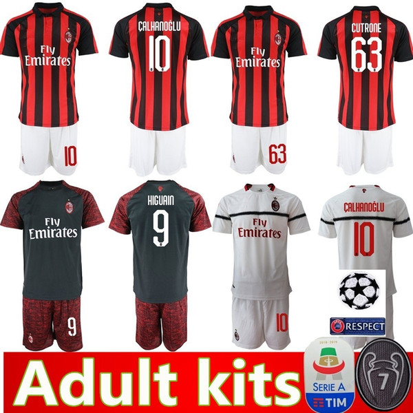 AC milan 18 19 soccer jersey 2018 2019 men football kit shirt HIGUAIN PAQUETA BORINI PIATEK CALDARA CUTRONE Camisa CALHANOGLU PIATEK maillot