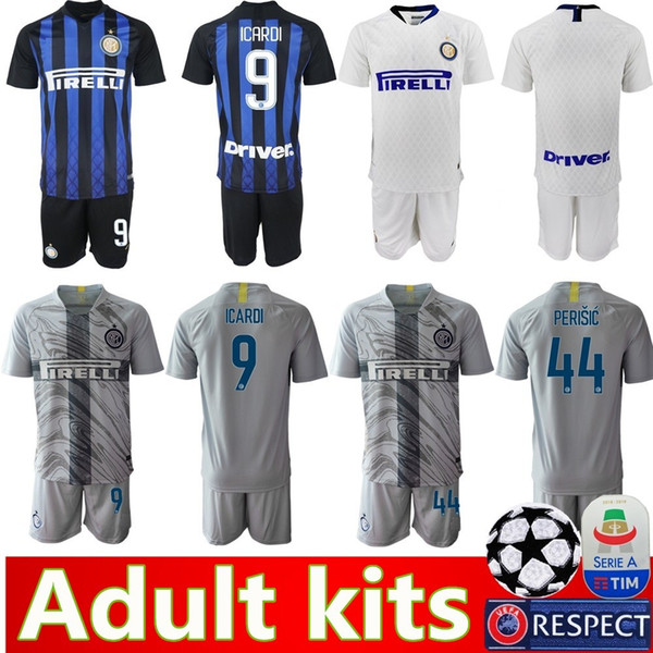 Inter MEN SET Milan soccer Jersey Anniversary Home 9 ICARDI 10 L.MARTINEZ 11 VECINO 44 PERISIC 37 SKRINIAR adult kit Football uniform