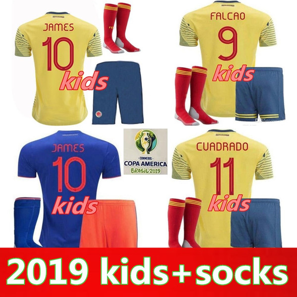 2019 kids Colombia JAMES Soccer Jerseys kits capo america 2019 FALCAO CUADRADO AGUILAR GUARIN C.SANCHEZ football shirt