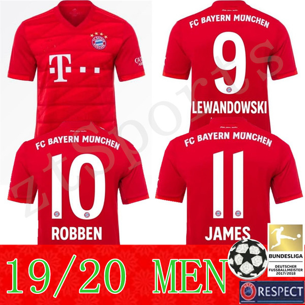 New 2019 2020 Bayern Munich JAMES RODRIGUEZ Soccer Jerseys LEWANDOWSKI MULLER KIMMICH EA SPORTS Jersey 19 20 VIDAL HUMMELS Football shirt