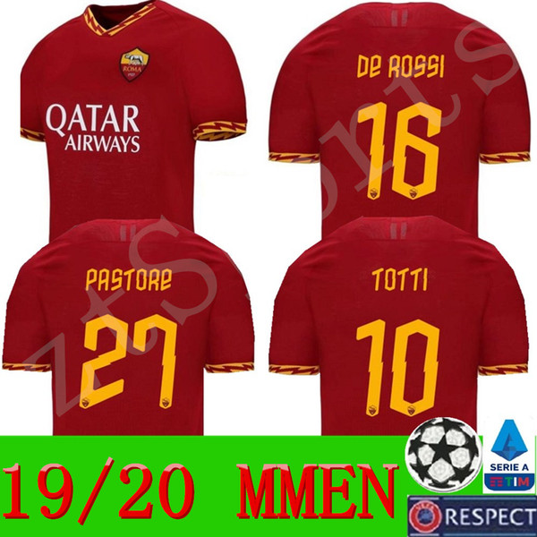 19 20 TOTTI rome soccer jersey 2019 2020 DE ROSSI ZANIOLO football shirt PELLEGRINI MANOLAS camisa de futebol DZEKO as maillot de foot