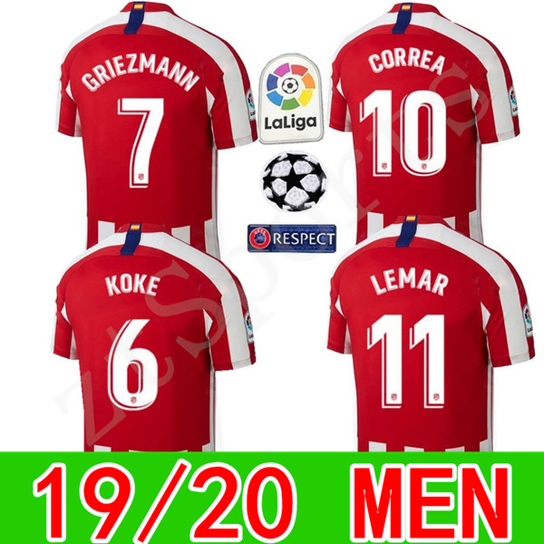 19 20 Atletico Madrid soccer jersey 2019 2020 GRIEZMANN KOKE GABI SAUL DIEGO COSTA GODIN Adult men football shirt uniforms