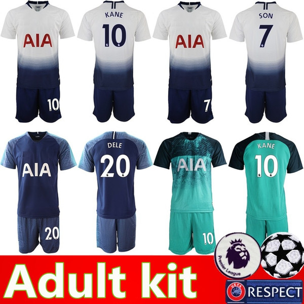 KANE soccer jersey Adult kit sets 2019 LAMELA ERIKSEN DELE SON SPURS jerseys 18 19 football shirt uniforms CAMISETAS away third