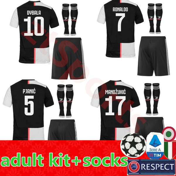 Ronaldo 19 20 Juventus soccer jersey football shirt Adult men kit sets uniforms JUVE Bernardeschi 2019 2020 DYBALA PJANIC MATUIDI mandzukic