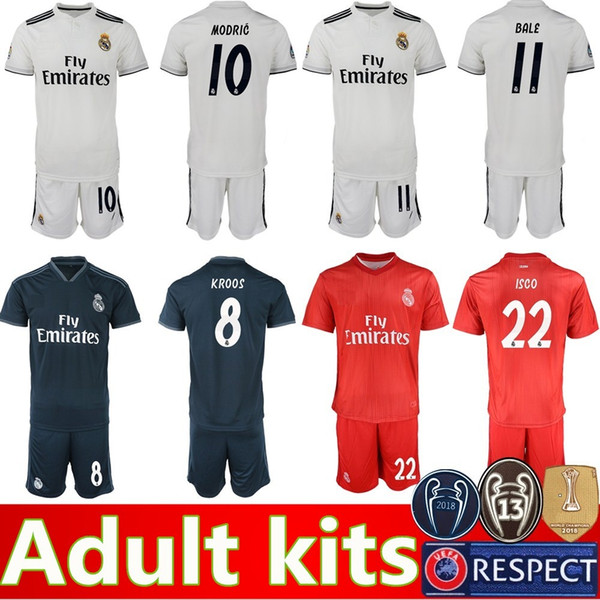 MARIANO ASENSIO 18 19 Real madrid KROOS ADULT kit soccer jersey 3RD adult RED sock RONALDO BALE RAMOS BENZEMA 2019 football shirts