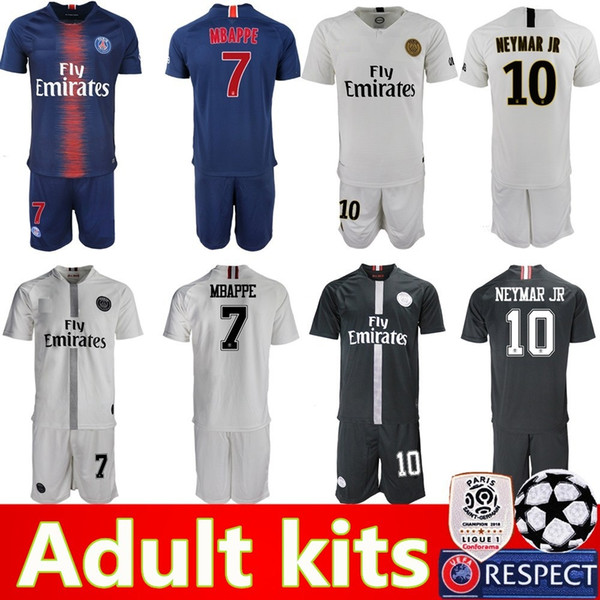 18 19 TOP PSG soccer jersey Adult kit 2018 2019 third AIR JR MBAPPE CAVANI saint germain jerseys football shirt uniforms maillot