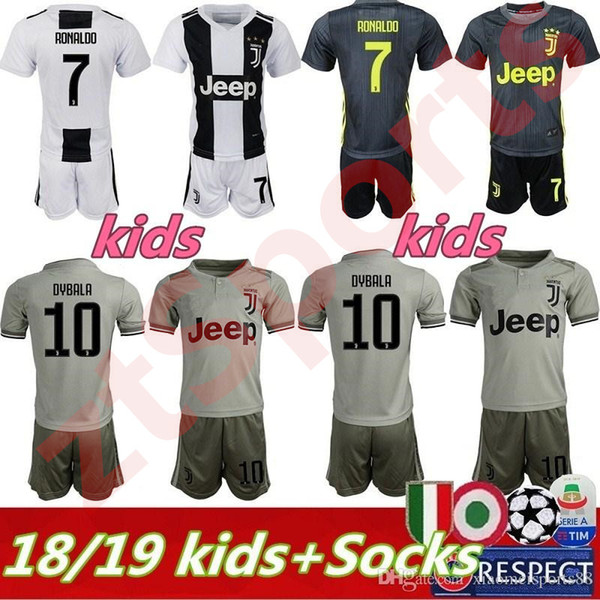 Juventus soccer Jersey youth kids Kit RONALDO DYBALA PJANIC Marchisio MANDZUKIC MATUIDI child boys 2018 2019 football Shirt uniforms JUVE